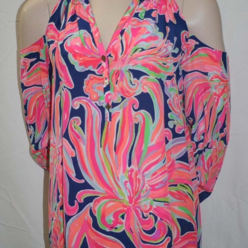 Lilly Pulitzer Pink and Orange Relaxed Cut Out Blouse